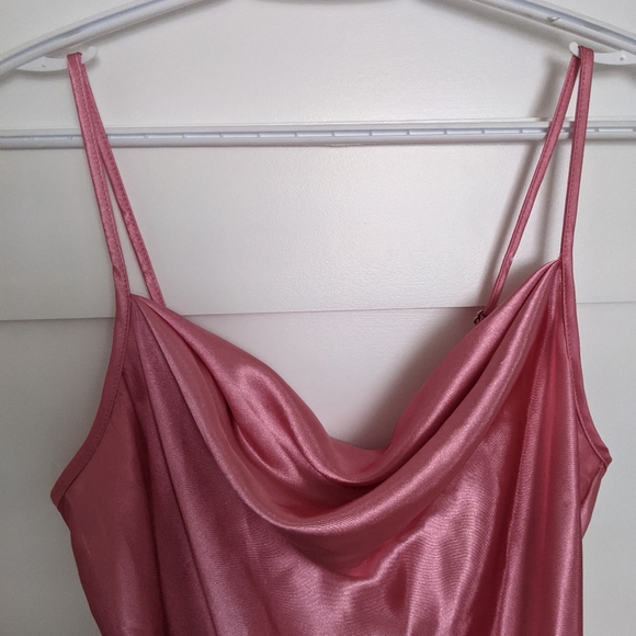 Bebe Satin Draped Neck Slip Dress - Picture 4 of 7